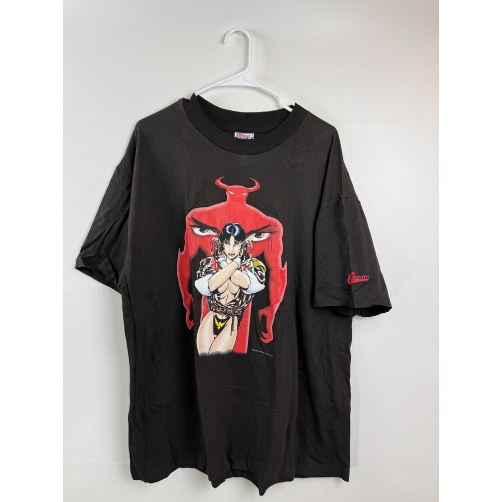 Vintage 1995 Vampirella Comic Book Shirt Hanes Beefy TShirt Mens XL Black 90's